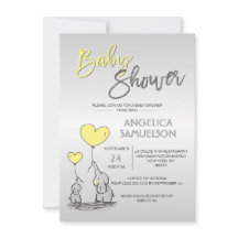 Niedliche moderne YELLOW Mommy Elephant & Baby Dus