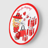 Niedliche Modewashion Emoji mit Shopping Große Wanduhr (Winkel)