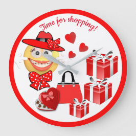 Niedliche Modewashion Emoji mit Shopping Große Wanduhr