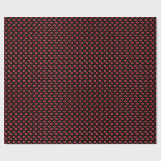Niedliche Mohnblumen Blume Rotes und Schwarzes Wra Geschenkpapier (Flach)