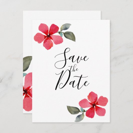 Niedliche Mohnblumen Rote Frühlingsblumen Save the Ankündigungspostkarte (Vorne/Hinten)