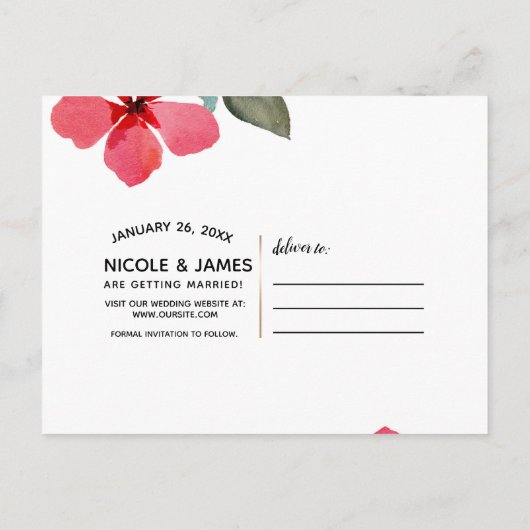 Niedliche Mohnblumen Rote Frühlingsblumen Save the Ankündigungspostkarte (Rückseite)