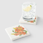 Niedliche Mohnblüten-Blume Steinuntersetzer (Seitenansicht)