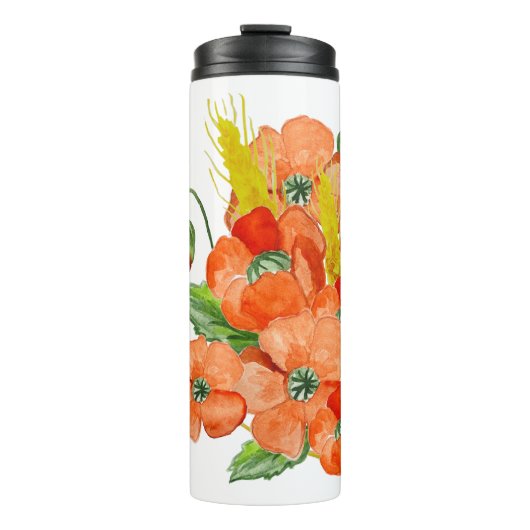 Niedliche Mohnblüten-Blume Thermosbecher (Vorderseite)