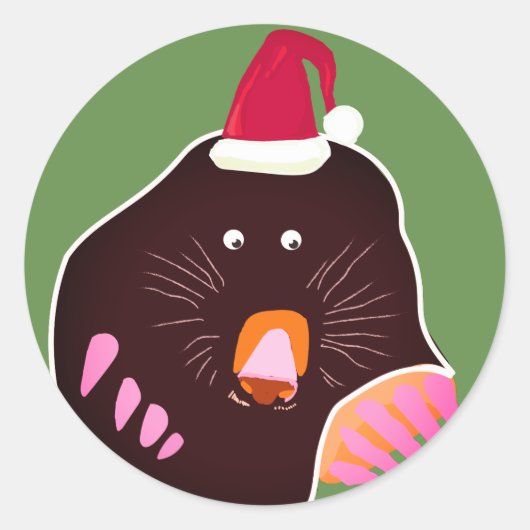 Niedliche Mole Cristmas-Aufkleber Runder Aufkleber (Vorderseite)