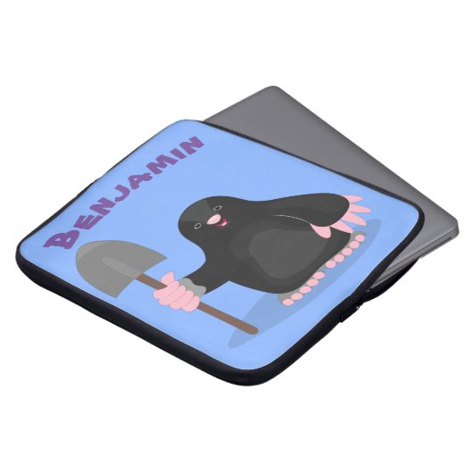 Niedliche Mole mit SchaufelCartoon Laptopschutzhülle (Vorne Oben)
