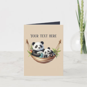 Niedliche Mommy Panda-Bären fügen Text hinzu Karte