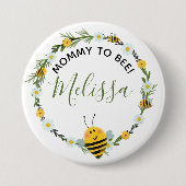 Niedliche Mommy to Bee Daisies Wreath Bee Baby Dus Button (Vorderseite)