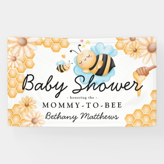 Niedliche Mommy-to-Bee Summer Baby Dusche Banner (Horizontal)