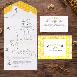 Niedliche Mommy Too Bee Baby Dusche Handgeschriebe All In One Einladung