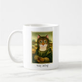 Niedliche Mona Lisa Kat Benutzerdefinierter Text Kaffeetasse (Links)