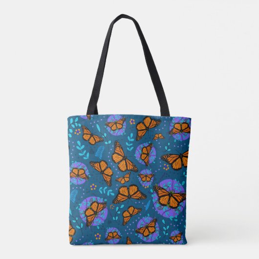 Niedliche Monarch Butterfly Garden Patterns Tasche (Rückseite)