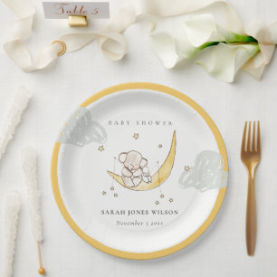 Niedliche Mondstars Elephant Bunny Neutral Baby Sh Pappteller