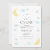 Niedliche Mondwolken & Sterne Kinderdusche Einladu Einladung (Vorderseite)