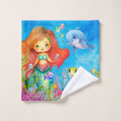 Niedliche Mongram Meerschildkröte-Dolphin Badhandtuch Set (Waschlappen)