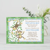 Niedliche Monkey Banana Babydusche Einladung (Stehend Vorderseite)