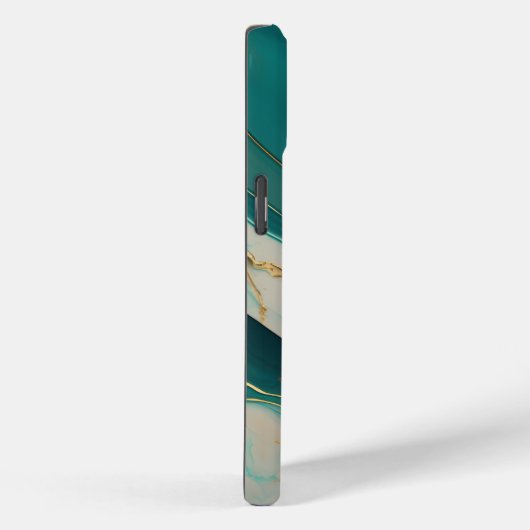 Niedliche Monogram Aqua Gold Fluid Art Marmorästhe Case-Mate iPhone Hülle (Rückseite / Rechts)