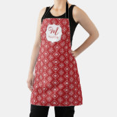 Niedliche Monogram Christmas Red Snowflake Simple Schürze (InSitu)