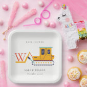 Niedliche Monogram Construction Gabel Lift Baby Du Pappteller (Party)