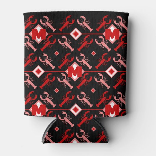Niedliche Monogram & Lobster Season Nautical Dosenkühler (Vorderseite)