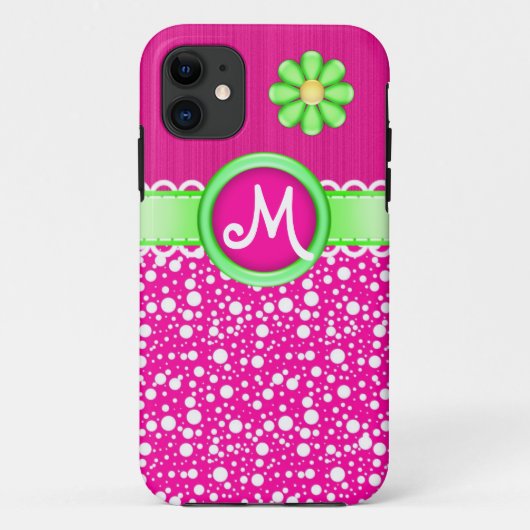 Niedliche Monogram Polka Dots und Blume iPhone 5 F Case-Mate iPhone Hülle (Rückseite)