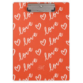 Niedliche Monogram Red Letters Liebe & Heart Doodl Klemmbrett (Vorderseite)