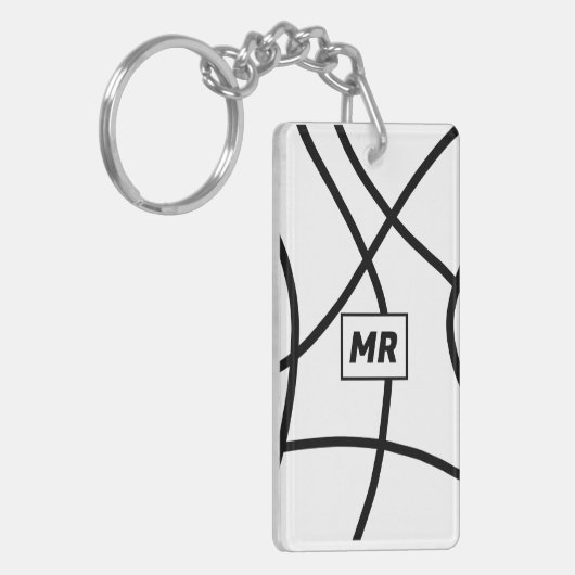 niedliche Monogramm abstrakter Schwarz Schlüsselanhänger (Vorderseite links)