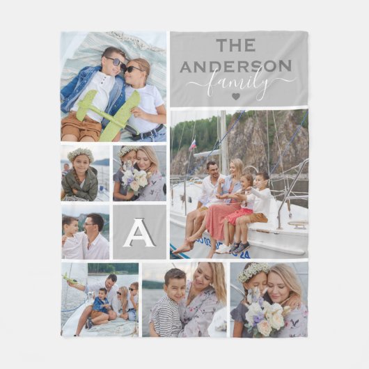 Niedliche Monogramm-FotoCollage Fleecedecke (Vorderseite)