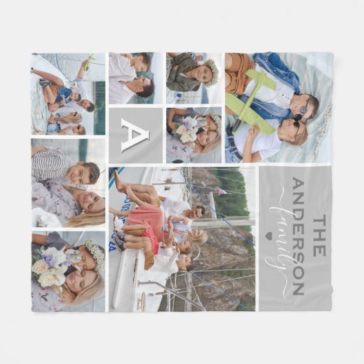 Niedliche Monogramm-FotoCollage Fleecedecke (Vorderseite (Horizontal))