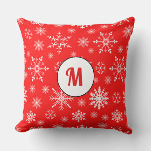 Niedliche Monogramm Geschenkschneeflocken Kissen