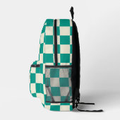 Niedliche Monogramm-Initialen und Aquamarine Check Bedruckter Rucksack (Rechts)