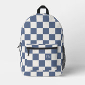 Niedliche Monogramm-Initialen und Blue Checkerboar Bedruckter Rucksack (Vorderseite)