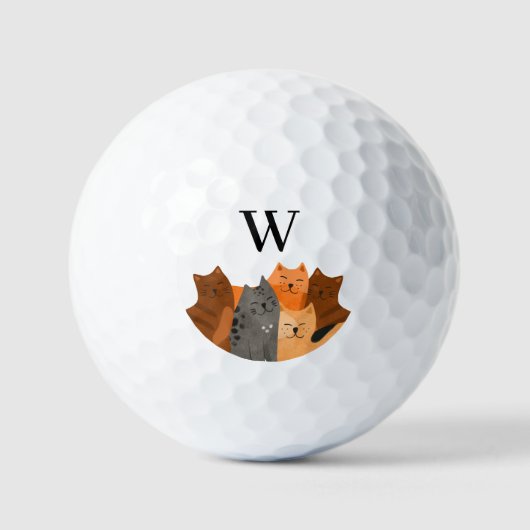 Niedliche Monogramm-Katze Golfball (Vorderseite)