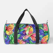 Niedliche monogramm künstlerische Aquarellgrün Duffle Bag (Rückseite)