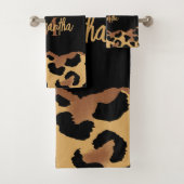 Niedliche Monogramm-Leopardrucke Badhandtuch Set (Insitu)