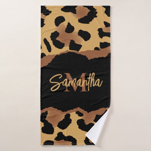Niedliche Monogramm-Leopardrucke Badhandtuch Set (Badehandtuch)