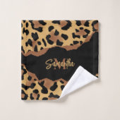 Niedliche Monogramm-Leopardrucke Badhandtuch Set (Waschlappen)