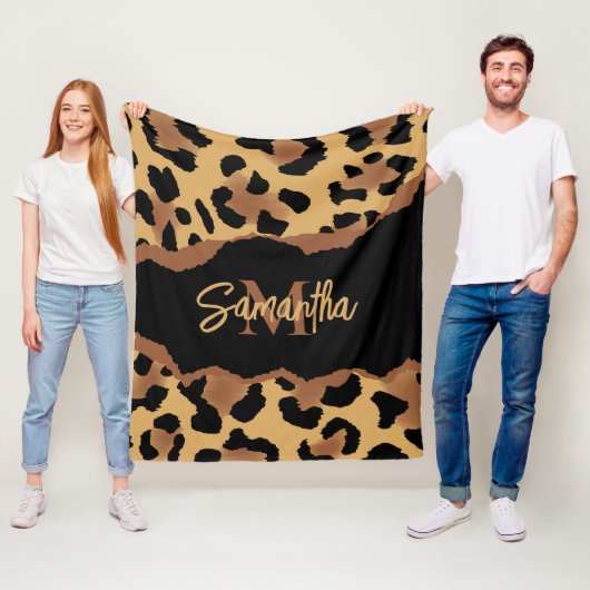 Niedliche Monogramm-Leopardrucke Fleecedecke (Beispiel)
