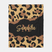 Niedliche Monogramm-Leopardrucke Fleecedecke (Vorderseite)