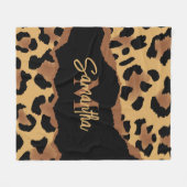 Niedliche Monogramm-Leopardrucke Fleecedecke (Vorderseite (Horizontal))