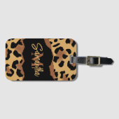 Niedliche Monogramm-Leopardrucke Gepäckanhänger (Vorderseite (Horizontal))
