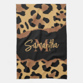 Niedliche Monogramm-Leopardrucke Geschirrtuch (Vertikal)