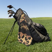 Niedliche Monogramm-Leopardrucke Golfhandtuch (Gras)