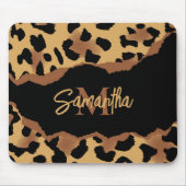 Niedliche Monogramm-Leopardrucke Mousepad (Vorne)
