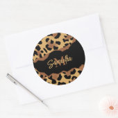 Niedliche Monogramm-Leopardrucke Runder Aufkleber (Umschlag)