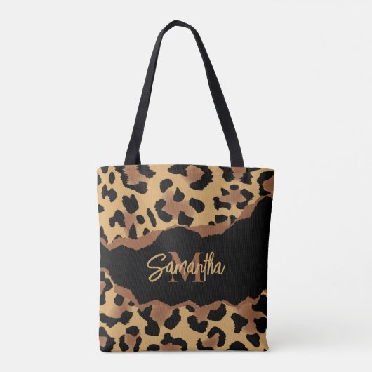 Niedliche Monogramm-Leopardrucke Tasche (Rückseite)