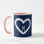 Niedliche Monogramm-Marine-weiße Tasse (Links)