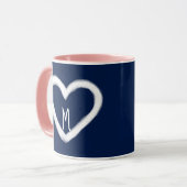 Niedliche Monogramm-Marine-weiße Tasse (Vorderseite Links)