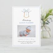 Niedliche Monogramm mit Wappen und Bogen Ankündigung (Stehend Vorderseite)