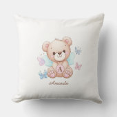 Niedliche Monogramm Name Baby Pilze Kissen (Vorderseite)